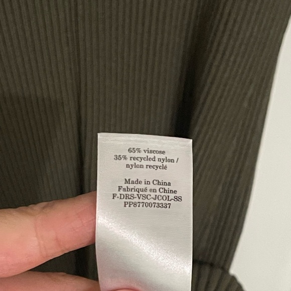 EVERLANE Olive Green Ribbed Knit Dress Aline Fit & Flare Collared - Picture 6 of 7